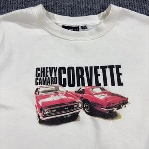 Chemistry Chevy Camaro Corvette Sweatshirt Mens XL Cream‎ Graphic Muscle Car